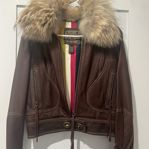 Women’s COACH LEATHER JACKET BROWN. Size 8 runs small. Beautiful. Worn once - Picture 5 of 9
